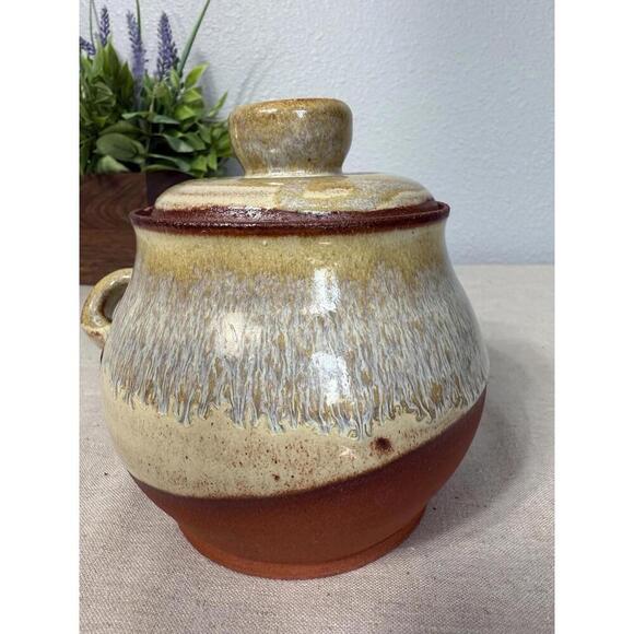 ARTIST SIGNED MULTI COLOR STUDIO POTTERY POT WITH LID - Picture 5 of 9